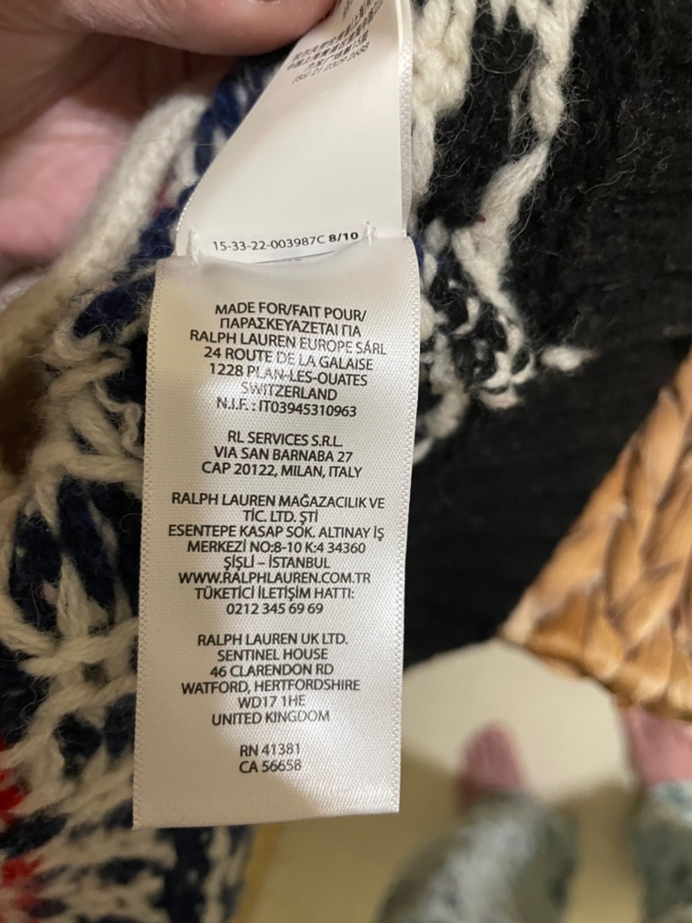 Polo by Ralph Lauren Black, White, Red & Navy Fair Isle Shawl Cardigan - Picture 14 of 16